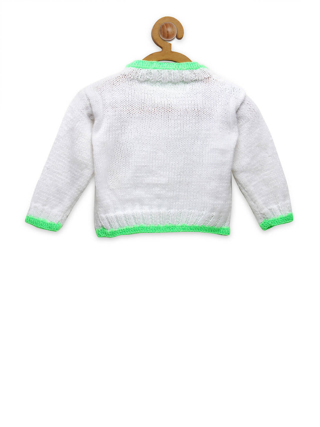 Chutput Kids Woollen Hand Knitted Turtle Design Sweater - White