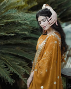 Yash Enterprise Mustard Georgette And Silk Embroidered Anarkali Salwar Suit - Distacart