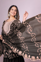 Yash Enterprise Black Chinon Silk Party Wear Embroidery Suit Set - Distacart