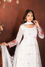 Yash Enterprise White Faux Blooming Embroidery Party Wear Suit Set - Distacart