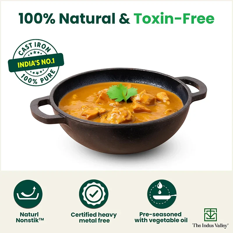 The Indus Valley CASTrong Cast Iron Cookware Set: Tawa + Kadai, Kitchen Set for Home, Pre-seasoned, 100% Pure, Toxin-free, Induction
