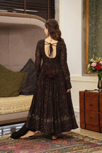 Yash Enterprise Black Embroidered Georgette Suit Set - Distacart