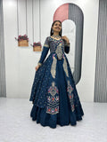 Yash Enterprise Rama Green Vichitra Silk Party Wear Embroidery Crop Top With Blouse Lehenga Choli - Distacart