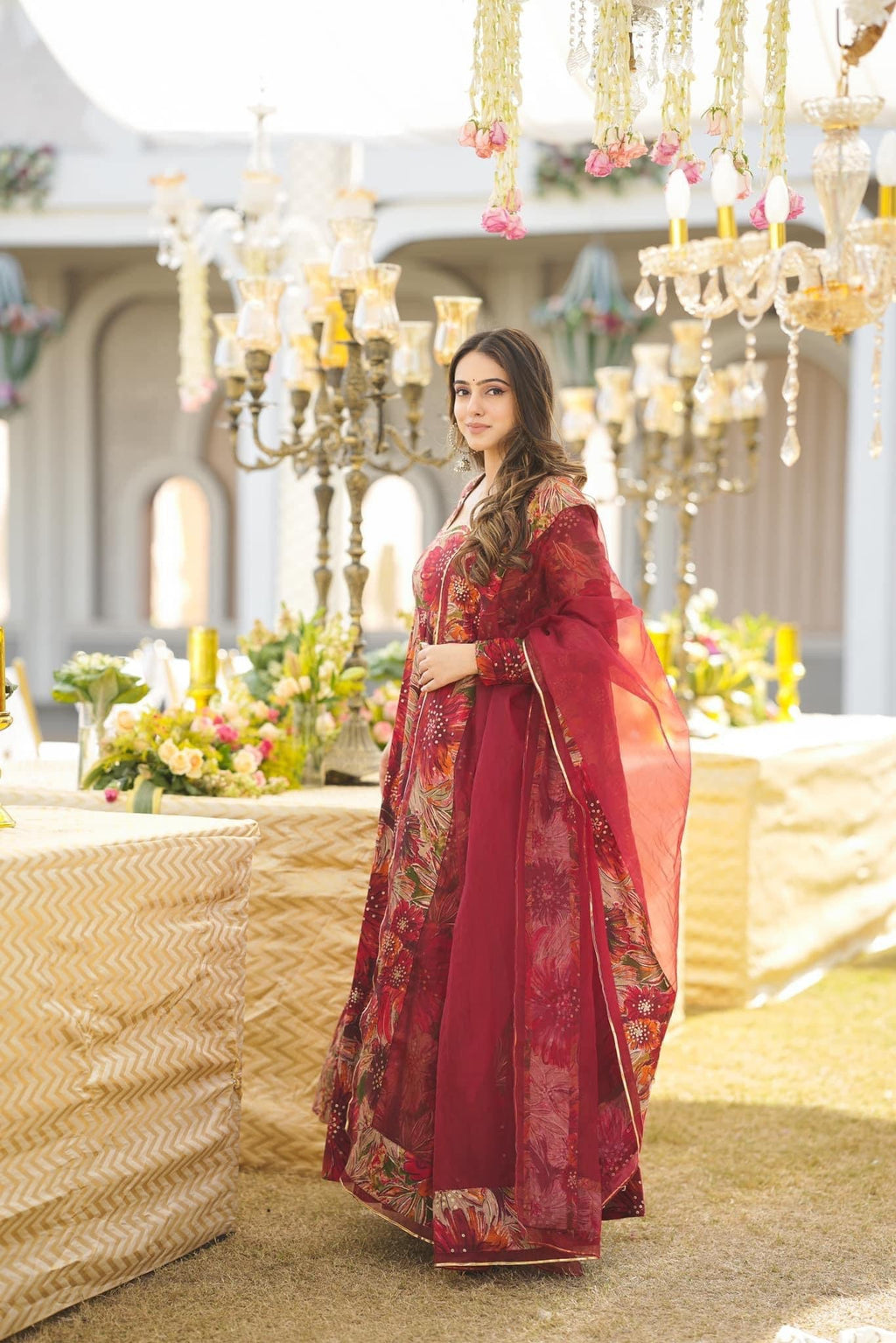 Yash Enterprise Multicolor Georgette Salwar Suit Floral Printed And Sequin Embroidery - Distacart