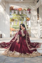 Yash Enterprise Dark Maroon Vichitra Shimmer With Rich Sequins Embroidered Work Party Wear Suit Set Stitched - Distacart