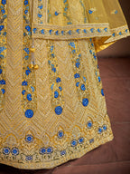 Myra Mustard Soft Net Heavy Embroidered Designer Lehenga