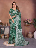 Anaita Green Handmade Bandhej Viscose Silk Saree With Blouse - Distacart