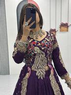 Yash Enterprise Purple Vichitra Silk Party Wear Embroidery Crop Top With Blouse Lehenga Choli - Distacart