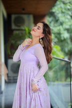 Yash Enterprise Light Purple Fux Bloomimng Silk Embroidery Suit Set - Distacart
