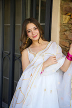 Yash Enterprise White Faux Georgette Party Wear Embroidery Suit Set - Distacart