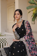 Yash Enterprise Black Georgette Embroidery Work Stiched Suit - Distacart