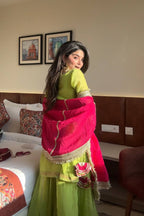 Yash Enterprise Green Faux Blooming Embroidery Sarara Suit - Distacart