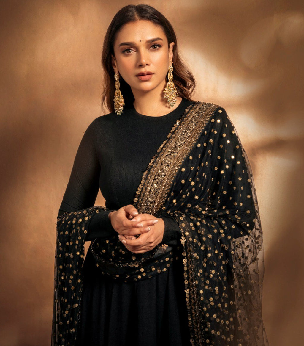 Yash Enterprise Black Rayon Cotton Embroidery Zari Sequins-Work Suit Set - Distacart