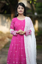 Yash Enterprise Pink Faux Georgette Embroidery Work Party Wear Suit Set - Distacart
