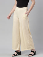 Souchii Beige Knitted Palazzos - Distacart