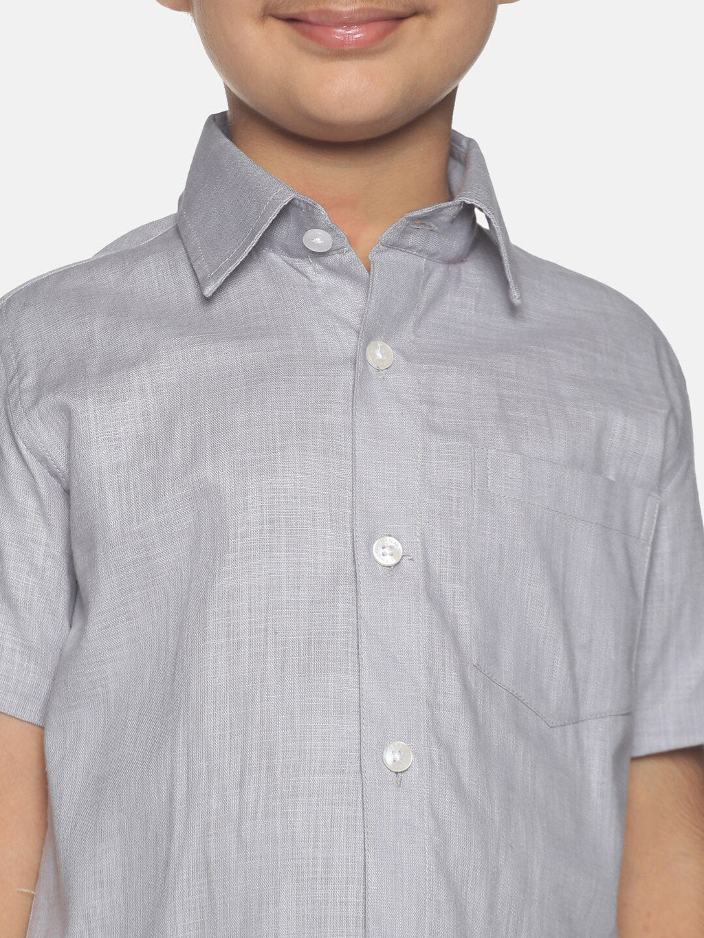 Sethukrishna Boys Grey & White Shirt with Dhoti