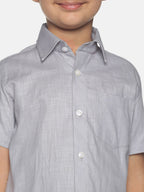 Sethukrishna Boys Grey & White Shirt with Dhoti