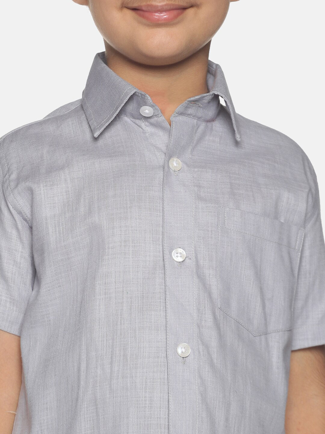 Sethukrishna Boys Grey & White Shirt with Dhoti