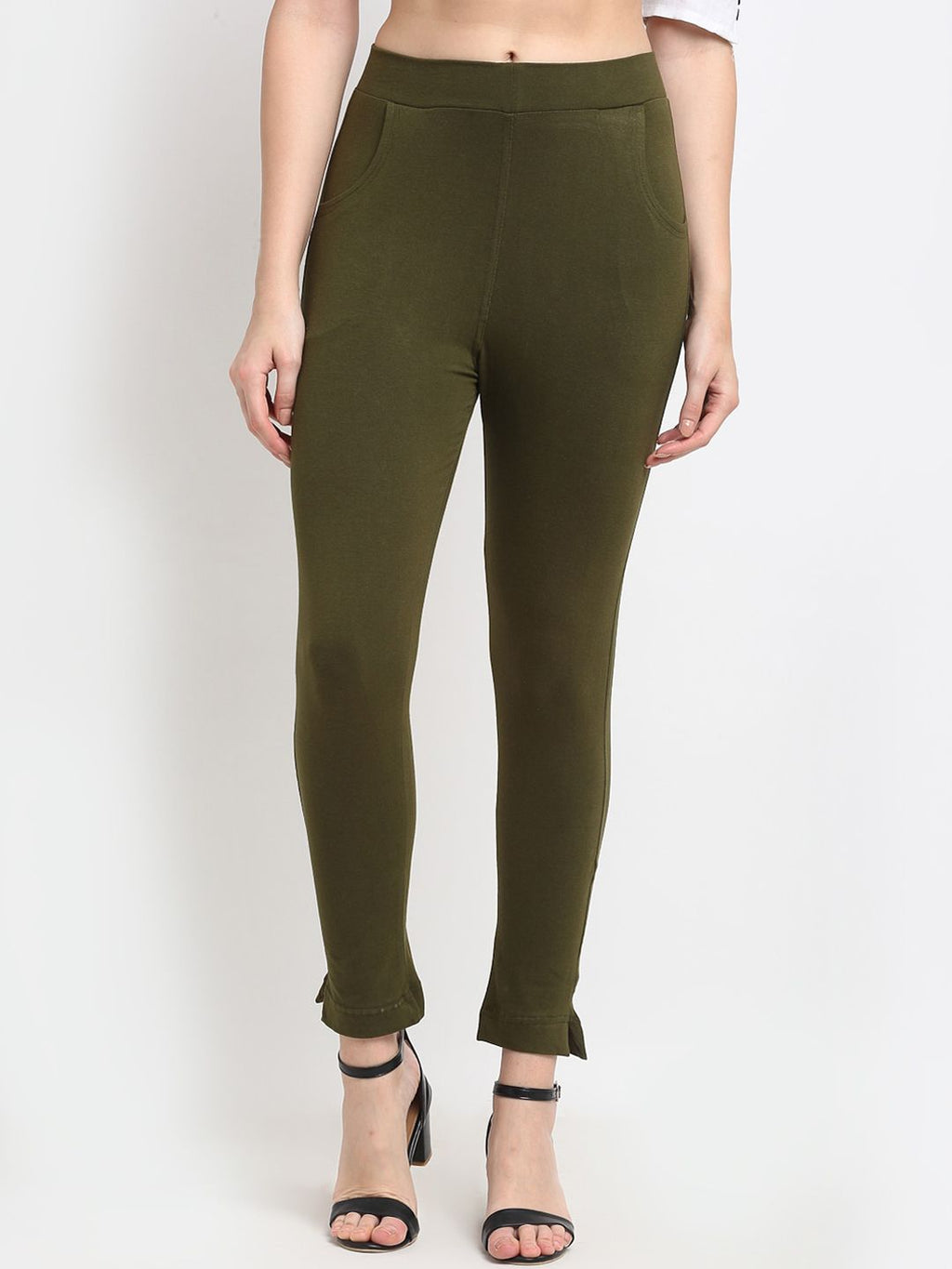 TAG 7 Women Maroon & Olive Green Pack of 2 Leggings