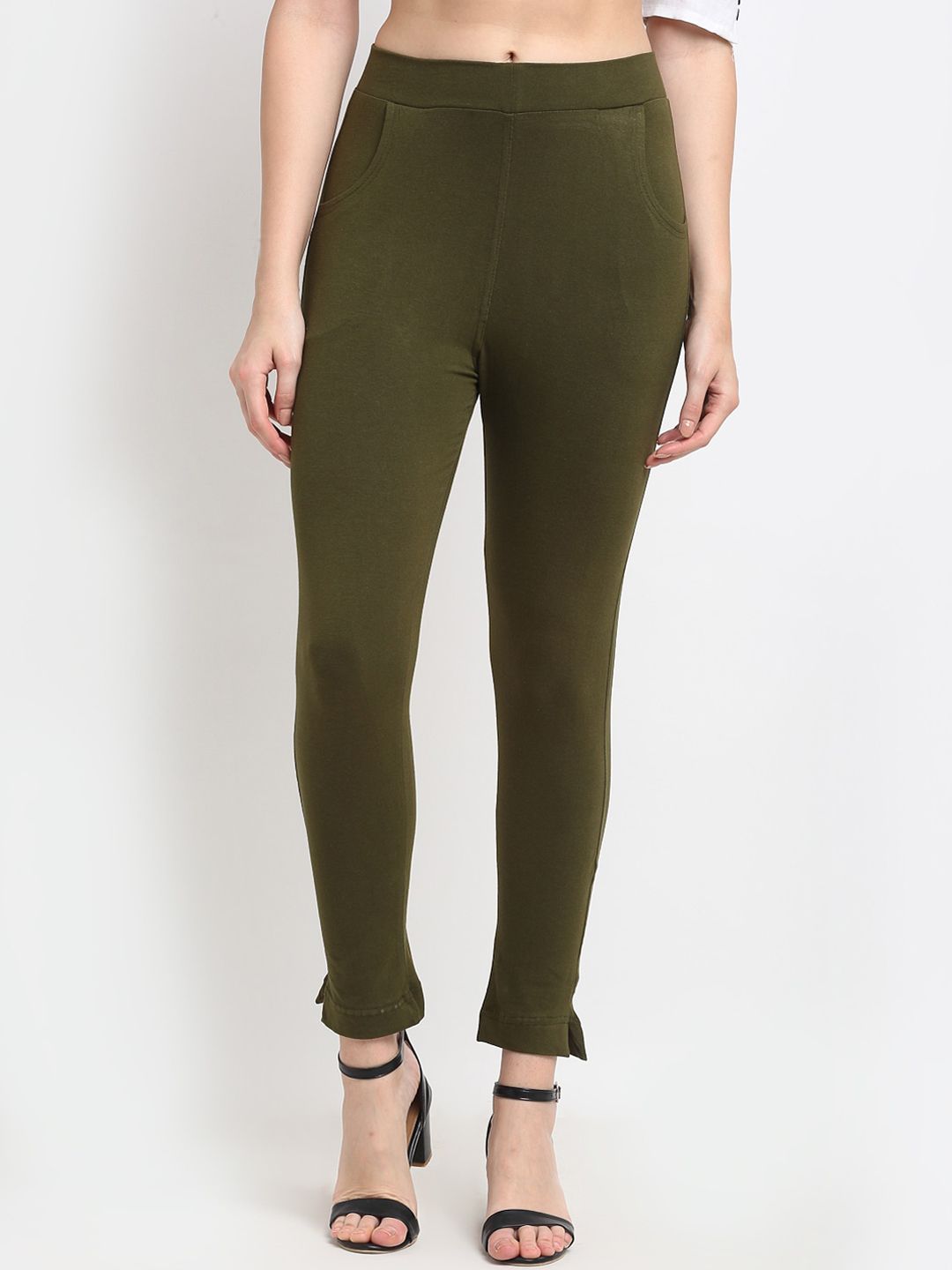 TAG 7 Women Maroon & Olive Green Pack of 2 Leggings