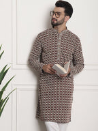 Sojanya Geometric Embroidered Mandarin Collar Kurta