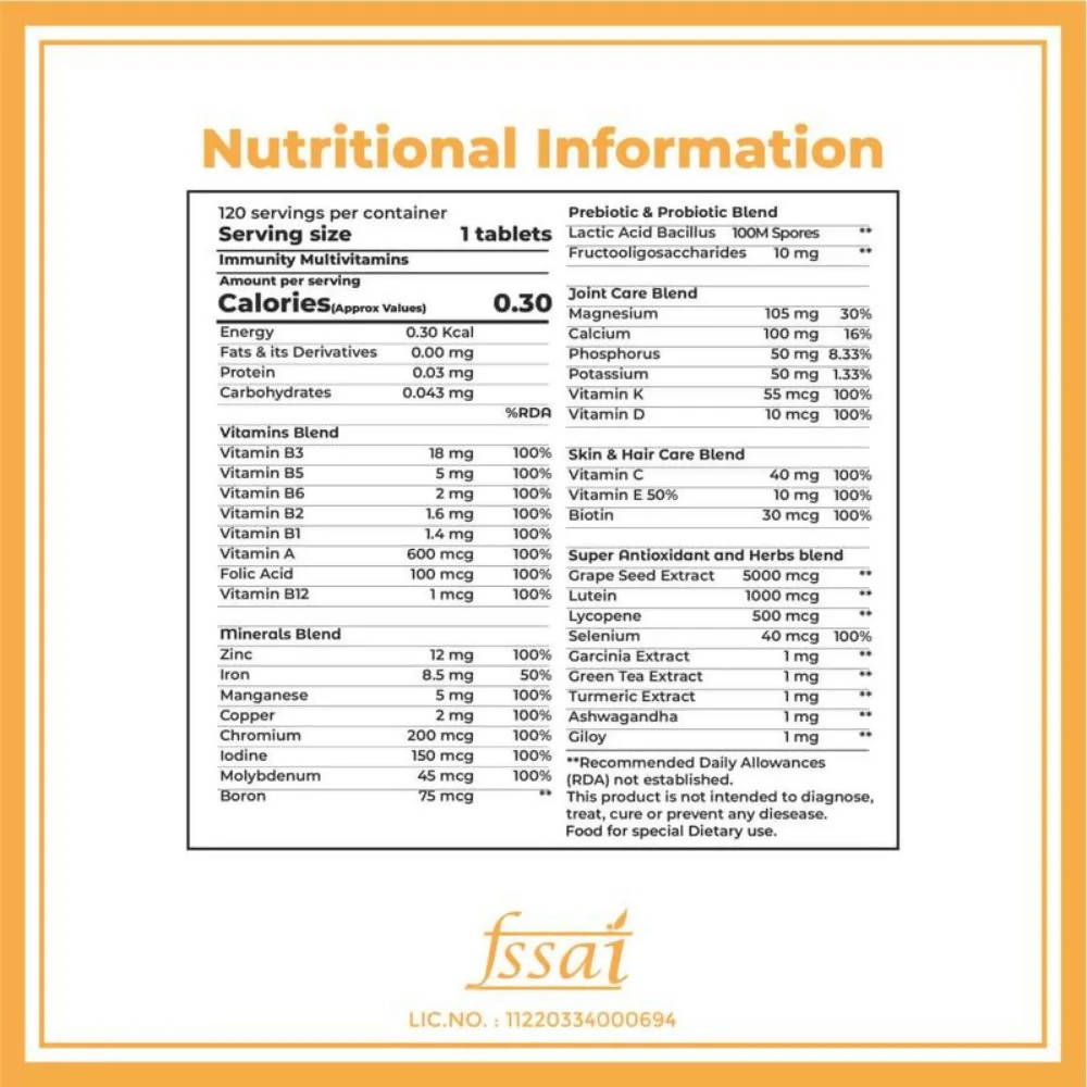 Boldfit Immunity Multi Vitamins with Probiotics Tablets - Distacart