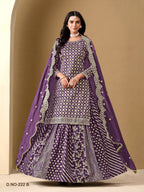 Anaita Lavender Art Silk Embroidered Stitched Sharara Suit - Distacart