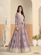 Anaita Purple Heavy Embroidered Faux Georgette Anarkali Suit With Salwar - Distacart