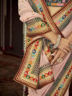 Myra Baby Pink Art Silk Heavy Embroidered Designer Saree - Distacart