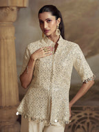 Anaita White Georgette Readymade Suit with Embroidery Work - Distacart