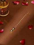 Ruby Raang Green Double Teardrop Kundan Maang Tikka with Meenakari - Distacart