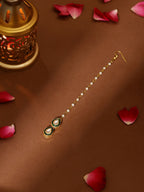 Ruby Raang Green Double Teardrop Kundan Maang Tikka with Meenakari - Distacart