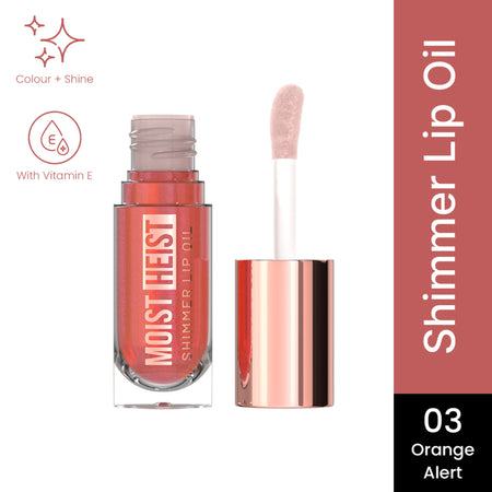 Swiss Beauty Moist Heist Shimmer Lip Oil Luminous Shine , Hydrating & Lightweight - 3 Orange Alert