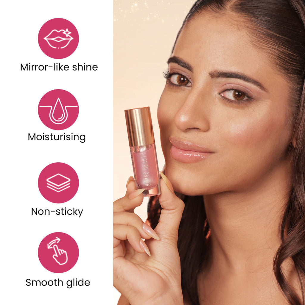 Swiss Beauty Moist Heist Shimmer Lip Oil Luminous Shine , Hydrating & Lightweight - 3 Orange Alert - Distacart