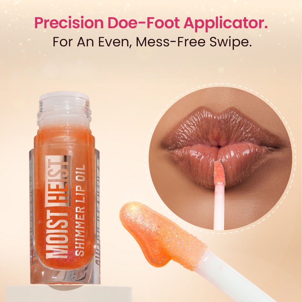 Swiss Beauty Moist Heist Shimmer Lip Oil Luminous Shine , Hydrating & Lightweight - 3 Orange Alert - Distacart