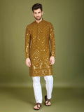 Vastranavya Yellow Exclusive Festival Wear Pure Viscose Rayon Embroidered Sequence Work Kurta
