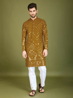 Vastranavya Yellow Exclusive Festival Wear Pure Viscose Rayon Embroidered Sequence Work Kurta