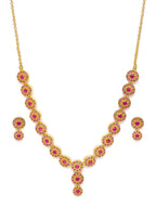 Zaveri Pearls Pink Gold-Plated Cubic Zirconia Studded Jewellery Set - Distacart