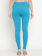 TAG 7 Women Pack of 2 Blue & Green Solid Comfort-Fit Ankle-Length Leggings