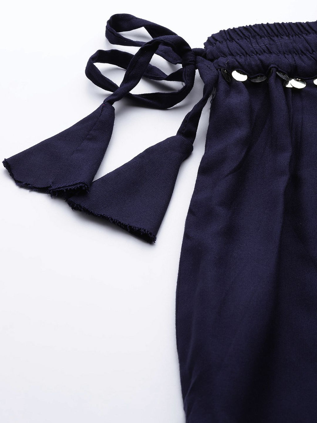 TAG 7 Women Navy Blue Solid Flared Palazzos