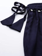 TAG 7 Women Navy Blue Solid Flared Palazzos