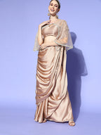 Tikhi Imli Satin Saree With Cape - Distacart