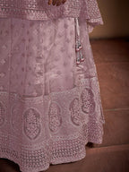 Myra Mauve Soft Net Heavy Embroidered Designer Lehenga