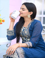 Yash Enterprise Alluring Fox Georgette Blue Embroidery Work Readymade Salwar Suit - Distacart