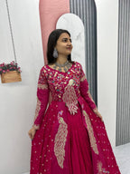 Yash Enterprise Red Vichitra Silk Party Wear Embroidery Crop Top With Blouse Lehenga Choli - Distacart