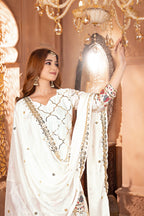 Yash Enterprise White Chinon Silk Embroidery Party Wear Suit Set - Distacart