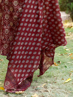 Hand Embroidered & Floral Printed Lace Detailed Kurta With Printed Pant & Dupatta Premium Luxury, Multicolor - Hiral Fashion