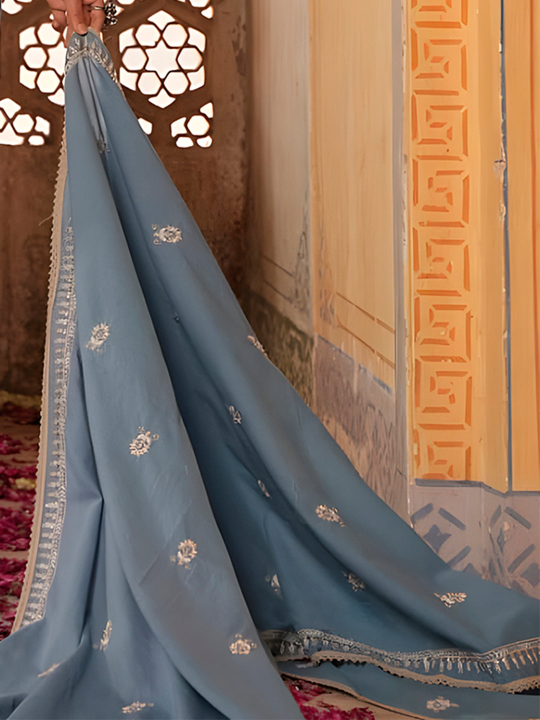 Embroidered & Lace Detailed Kurta With Pant & Embroidered Dupatta Luxury, Multicolor - Hiral Fashion - Distacart