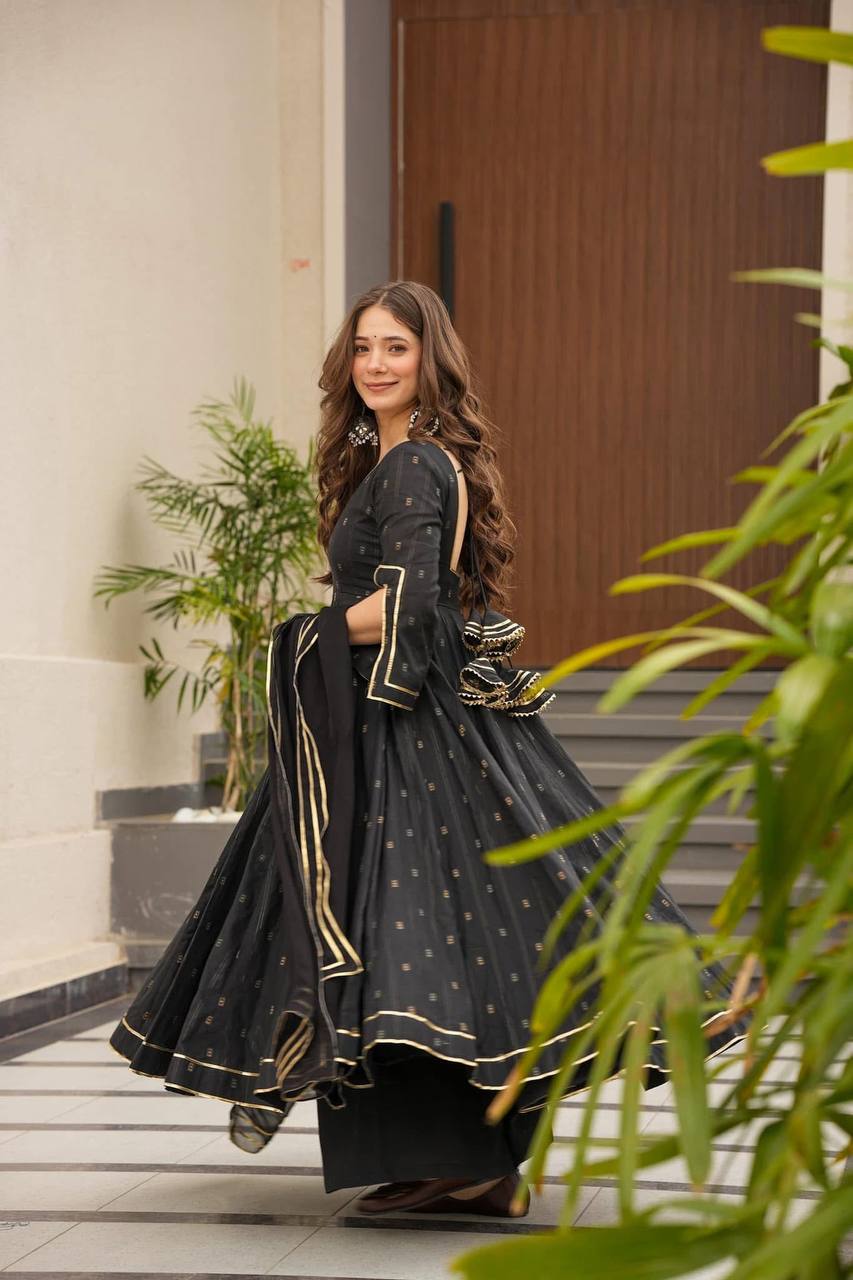 Yash Enterprise Black Maslin Fabric Digital Print Work Suit Set - Distacart