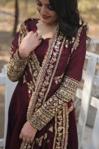 Yash Enterprise Dark Maroon Vichitra Shimmer With Rich Sequins Embroidered Work Party Wear Suit Set Stitched - Distacart